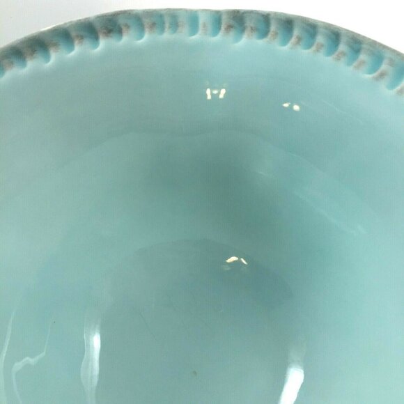 2 Mano Aqua Crate and Barrel Soup Salad Bowls Pie Crust Edge Made in Italy - Picture 8 of 9